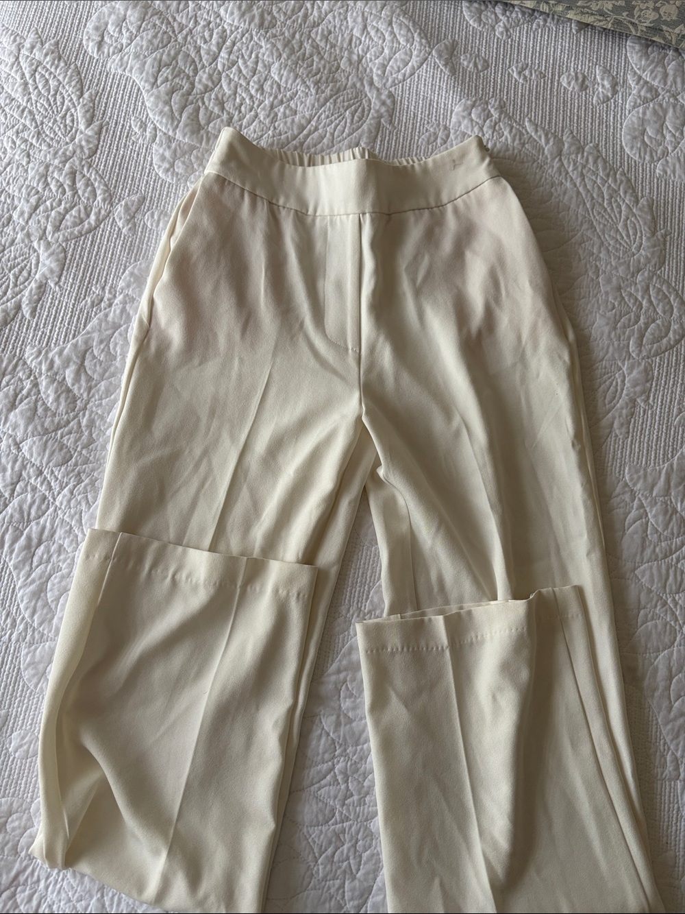 Vero Moda Cream Wide-Leg High-Rise Pants